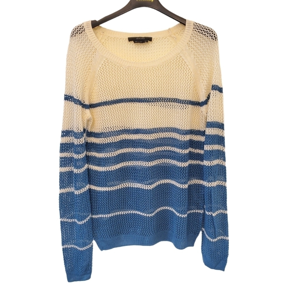 Vertigo Paris Medium Raglan Fishnet Stripe Spring/ Summer Sweater